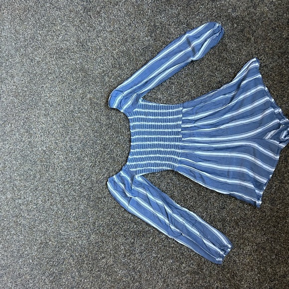 Hollister Blue and White Striped Off The Shoulder Romper Size Small y2k summer - Picture 6 of 8